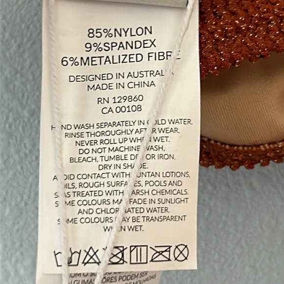 Rhythm. • NWT Wave Break Knotted Bandeau Swim Top Brown Gold Desert Shimmer 6/XS - Picture 6 of 14